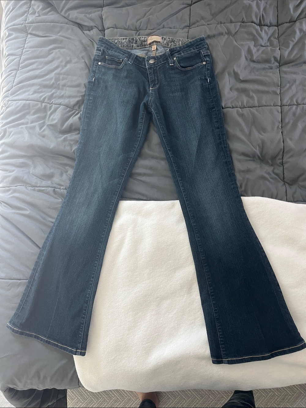 Paige Canyon Flare Flared Dark Indigo Women's Jeans low rise